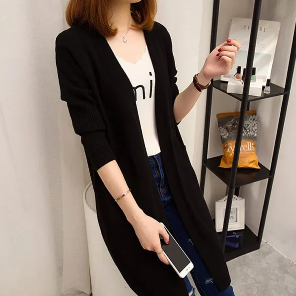 Cappotto di stoffa da donna primavera autunno lunghezza media protezione solare tessuto in poliestere stile sciolto senza collo in pelliccia stile casual confortevole 2