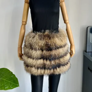 BEIZIRU Mini gonna a tubino in vera pelliccia di procione Gonne in pelliccia alla moda da donna calde ed eleganti 1