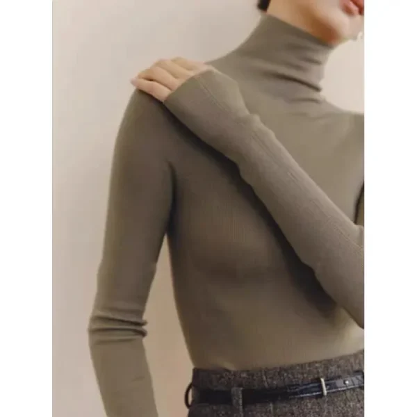 Maglieria a collo alto morbida e accogliente Camicia a strati base da donna Colore puro Autunno Inverno Moda Abbigliamento interno Top 7 colori disponibili 4
