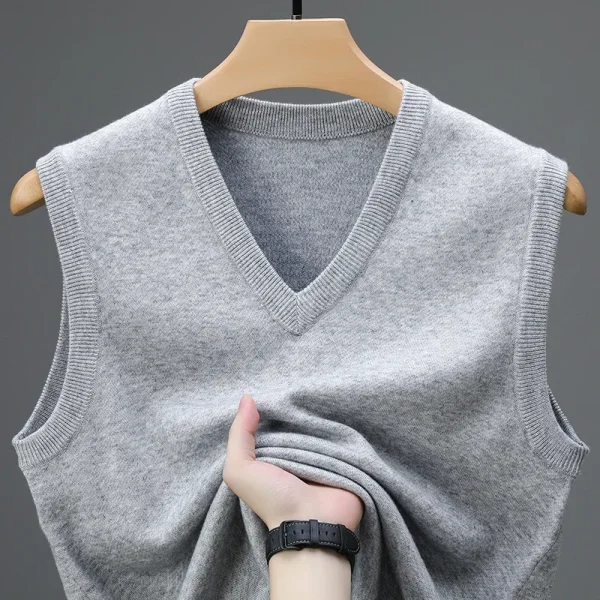 2025 nuova primavera autunno 6 lana senza maniche gilet di cashmere uomo maglione da lavoro tinta unita lavorato a maglia gilet maschile pullover di alta qualità 6
