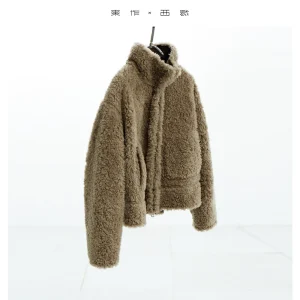 Cappotto in lana 100% stile Teddy ~ Giacca corta da donna in stile pigro Top ampio Autunno e inverno Nuovo modello 2025 Pelliccia sintetica 1