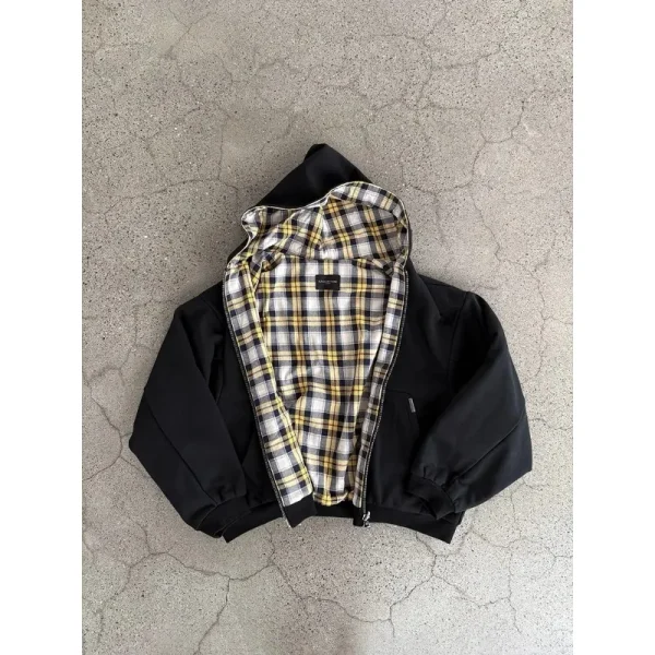 Felpe con cappuccio con cerniera a maniche lunghe con design scozzese popolare di nicchia per donna Felpa estetica casual hip-hop Y2K all-match 2025 1