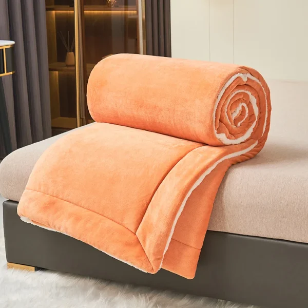 Coperta super morbida in lana d'agnello imitazione Autunno Inverno Coperte doppia regina Comoda coperta per divano in pile di latte di alta qualità 4
