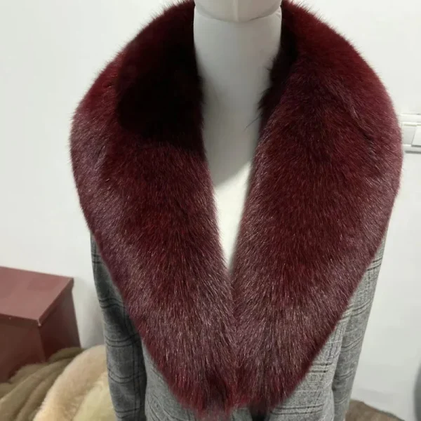 Inverno vera pelliccia di volpe collo donna peloso naturale pelliccia di procione sciarpa scialli scaldacollo di lusso avvolge per cappotto sciarpe di pelliccia di grandi dimensioni 3