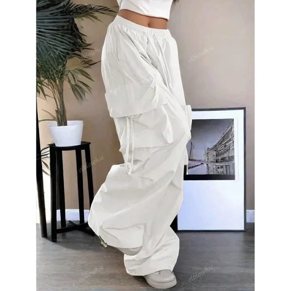 Pantaloni casual larghi a gamba larga Pantaloni da lavoro da donna con grandi tasche Pantaloni lunghi vintage High Street Trend Nuovo 2025 2