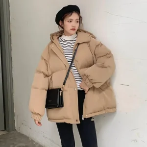 2023 nuove donne giacca corta parka invernali giacche imbottite in cotone con cappuccio spesse cappotti donna piumino allentato parka Oversize Outwear 1