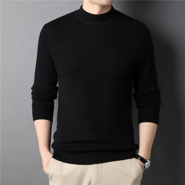 T-shirt a maniche lunghe primavera autunno tinta unita mezzo dolcevita maglione pullover per uomo maglione base abbigliamento da uomo 5