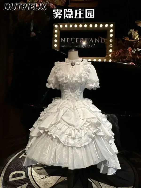 Gonna a vita alta Lolita in stile gotico scuro giapponese Primavera e autunno Nuove ragazze dolci e carine Gonne gonfie versatili in tinta unita 2