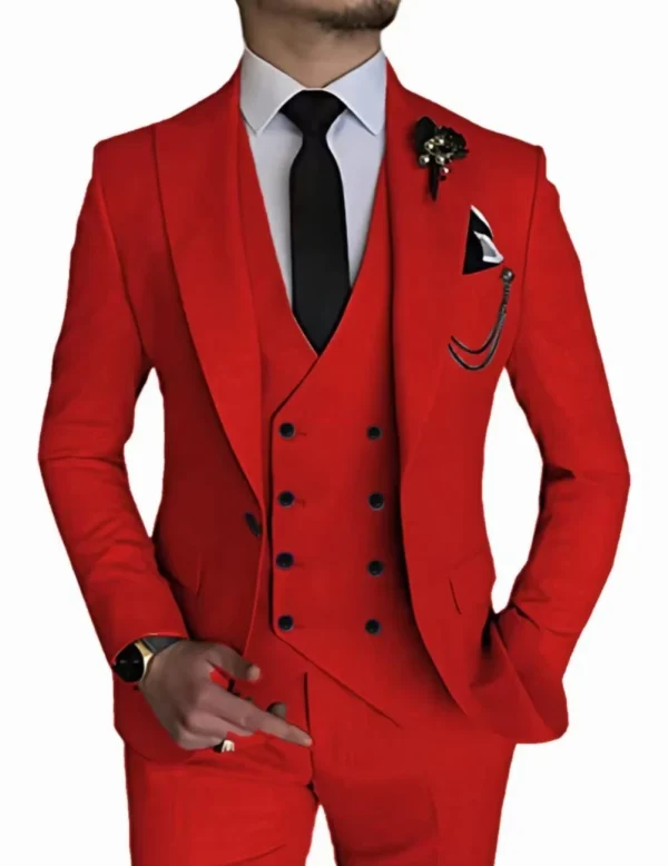 Abito da uomo di lusso con bottone singolo Abito da lavoro in 3 pezzi Smoking da sposo per matrimonio (giacca + gilet + pantaloni) Elegante di alta qualità 2024 5