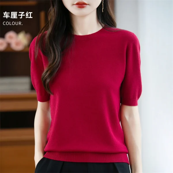 Autunno/inverno donna O-Collo basic caldo pullover casual moda manica corta 100% lana maglione lavorato a maglia 22 colori. 2