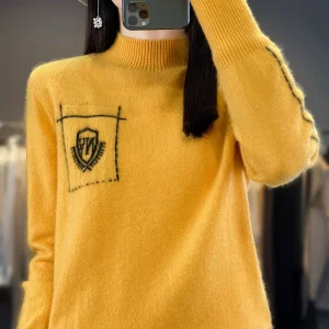 Moda Basic 100% Lana Merino Autunno Inverno Maglione Collo a lupetto Tinta unita Pullover Cashmere Maniche lunghe Abbigliamento Top 1