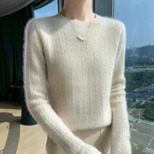 Autunno Inverno Mezza Collo Alto Scava Fuori Donna Maglione di Lana Cavo Maglia Pullover Top Maglione di Cachemire 100% Maglione di Lana Merino 2