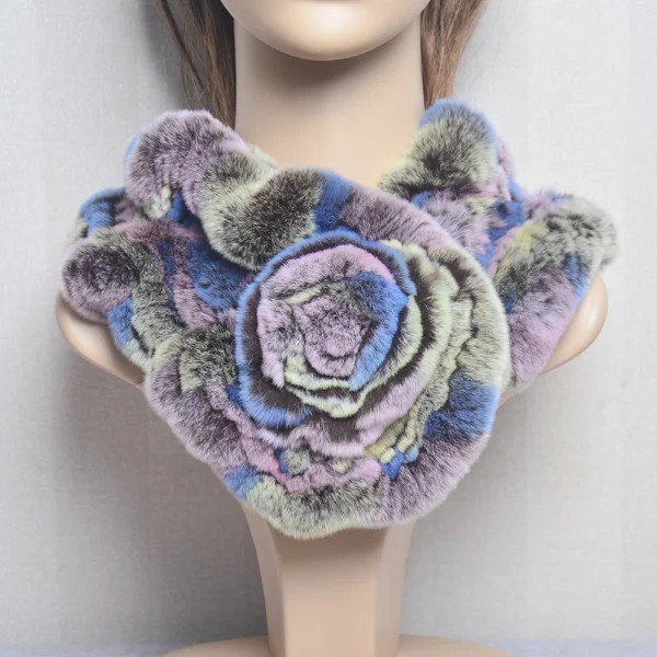 Sciarpa in vera pelliccia di coniglio Rex addensata invernale da donna per donna, collo, scaldacollo, coprispalle, fazzoletto da collo lavorato a maglia 3