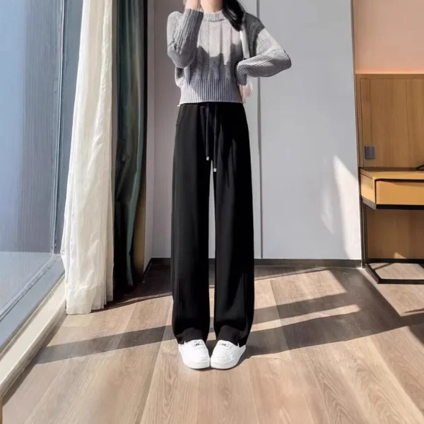 Pantaloni sportivi casual slim cadenti a vita alta primaverili e autunnali da donna a gamba larga stretta 3