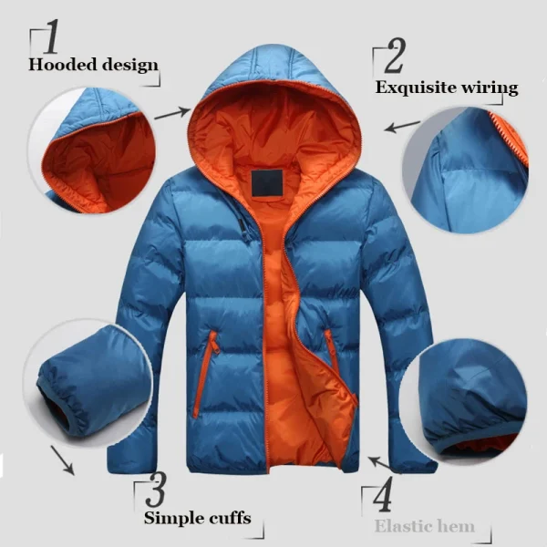 2024 Giacca casual da uomo in cotone Parka Cappotto Autunno Inverno Sottile giacca imbottita in cotone con cappuccio Antivento Capispalla da viaggio all'aperto 6