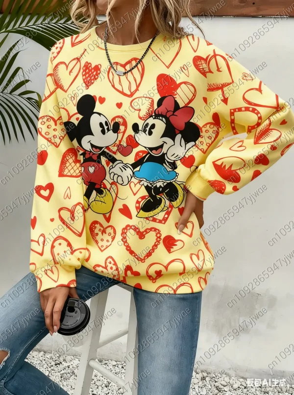 2025 Autumm donna Topolino e Minnie Felpa girocollo con zucca Felpa con cappuccio da donna Femmina Ragazza Top Abbigliamento donna 2