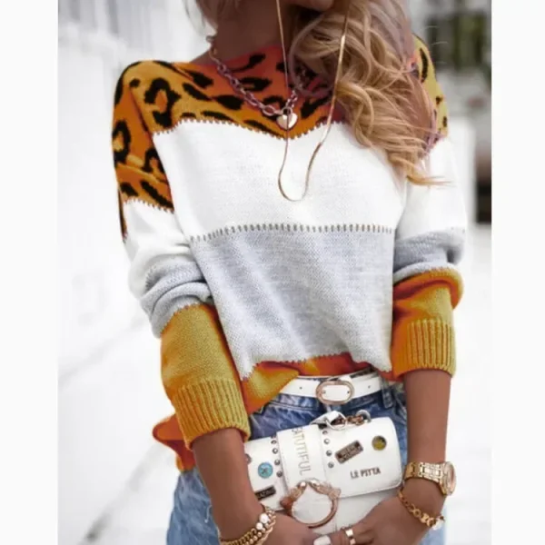 Tuoyi Maglione Abito da donna Leopardo Autunno Dzianiny Impiombato Felpa a maniche lunghe Maglione oversize 2024 Nuovi vestiti Y2k 3