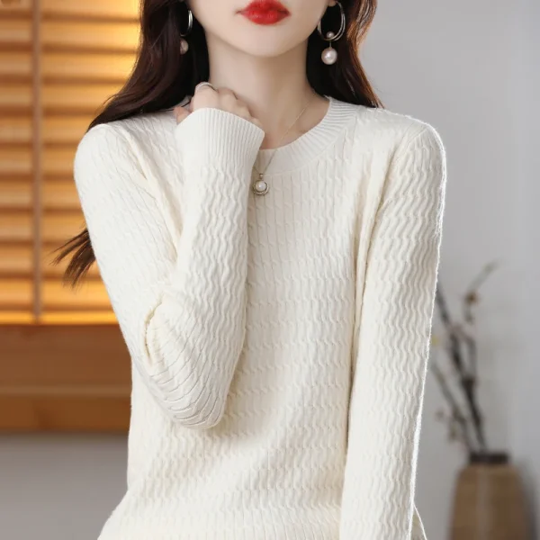 Maglione di Cashmere donna colore puro o-collo Casual a maniche lunghe Pullover allentato maglione di cachemire da donna 6