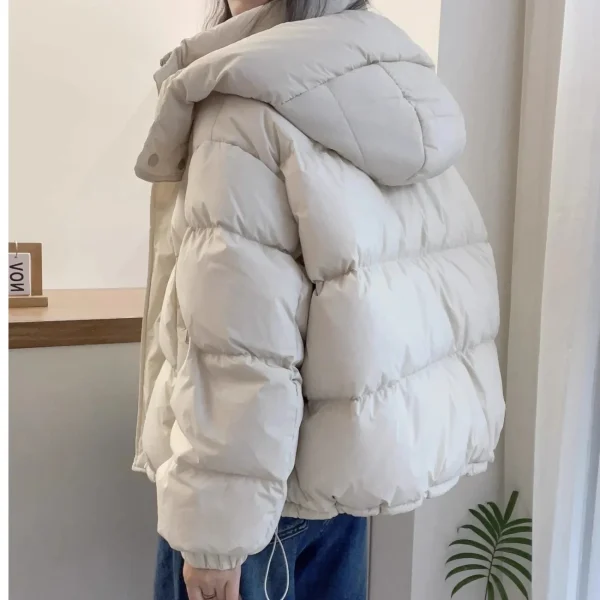 Piumino da donna Parka corto 2025 Autunno Inverno Nuova giacca coreana in cotone caldo Plus Size Capispalla Moda femminile Cappotto con cappuccio 5