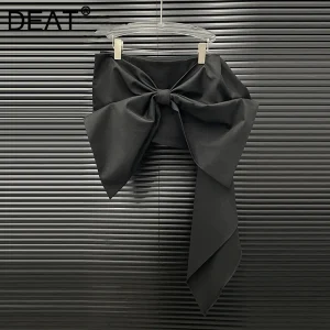 DEAT Moda Versatile Nuova Grande Bowknot Minigonna Per Le Donne di Nicchia Design A-line Gonne Corte Irregolari Femminile Alla Moda 11A05869 1