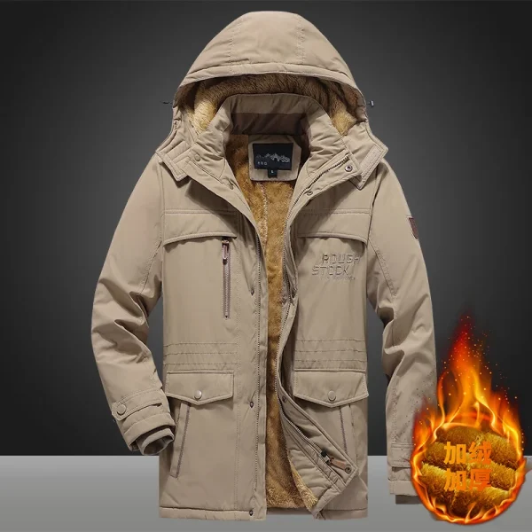Parka invernale da uomo Piumini militari Parka antivento con cappuccio Collo in pelliccia maschile Parka in pile Giacca spessa casual moda uomo 2