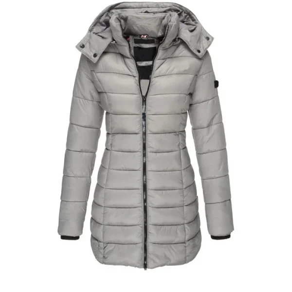 Inverno Addensare Caldo Parka da donna Cerniere in tinta unita Cappotti Manica lunga Imbottito Puff Giacca di media lunghezza Sottile Felpa con cappuccio femminile Parka 4