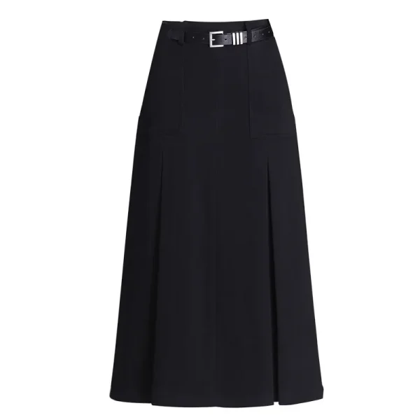 Gonna longuette a vita alta alla moda a vita alta Gonne a mezza lunghezza in lana da donna Primavera Autunno Gonne a pieghe per pendolari di nuovo stile 5