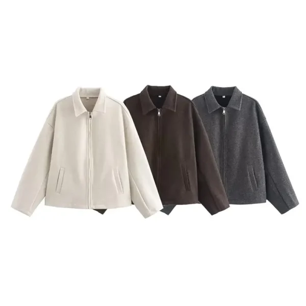 Autunno Giubbotti Donna 2025 Nuovi Cappotti Chic Risvolto Allentato Caldo Strada Giubbotti da Donna Semplice Casual Joker Capispalla Gioventù 6