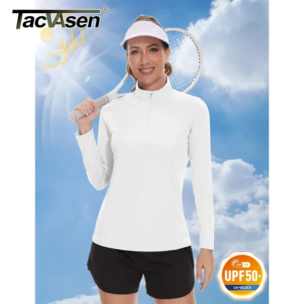 TACVASEN UPF 50 + magliette a manica lunga ad asciugatura rapida camicie da donna Anti UV/protezione solare Running escursionismo pesca t-shirt Outdoor 3