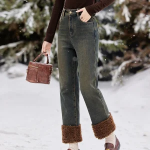 MISHOW Jeans in velluto Bootcut dritto Vita alta Slim Fit Colore Clash Pantaloni Denim spesso Jeans caldi Donna Office Lady MXD58K0828 1