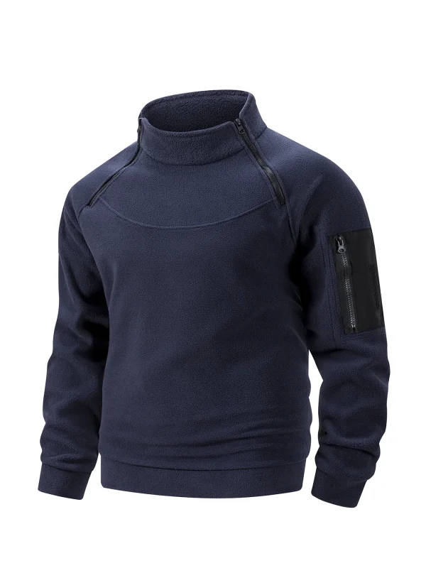 Felpa militare da uomo invernale in pile con cerniera pullover moda uomo tinta unita allentato agnello giacca spessa abbigliamento uomo S-XXXL 5