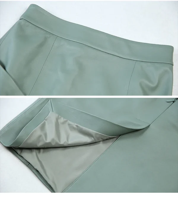 NUOVE Donne di Inverno del Cuoio Genuino Midi Lungo del Pannello Esterno OL Elegante Semplice Sottile Saia Mujer Verde/Nero Sexy Wrap Jupe street Wear Gonne 5