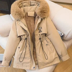VigoAnne 2025 Cappotto invernale con cappuccio casual da donna Giacca coreana a maniche lunghe allentata da donna Tasche solide Capispalla caldo spesso 1