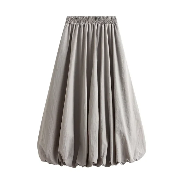 Gonne A sbuffo Lamuusaa donna estate 2024 tinta unita vita alta una linea gonna lunga con gemme A bolle eleganti gonne da donna Streetwear 3