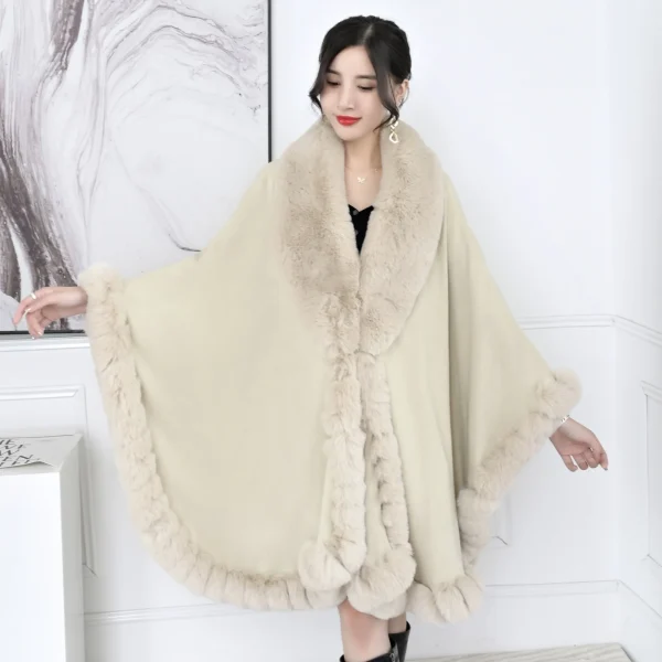 16 colori inverno caldo mantelle Plus Size maniche a pipistrello Poncho mantello donna Turn-Down collo in pelliccia sintetica Cardigan allentato scialle cappotto 3