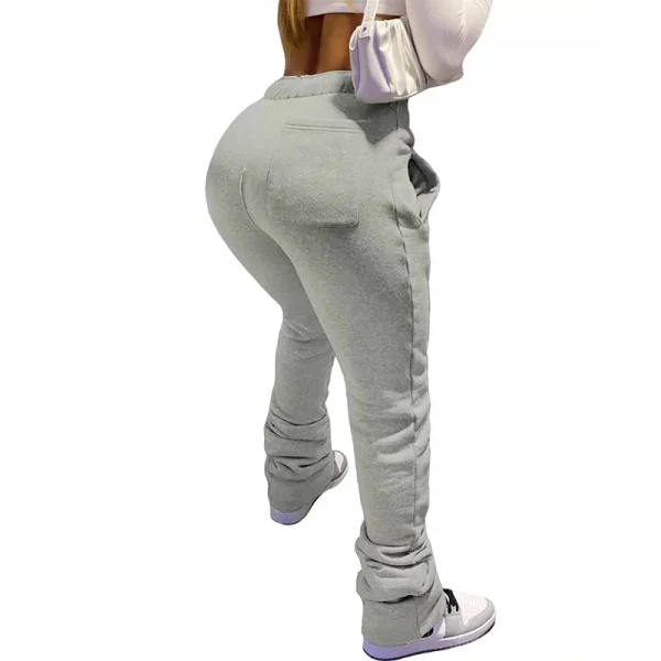 Pantaloni moda donna autunno inverno pantaloni da jogging sportivi casual a vita alta con lacci ispessiti tinta unita per pantaloni da studente 2