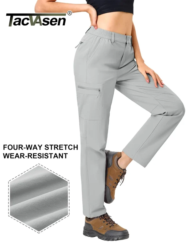 TACVASEN Pantaloni cargo da trekking da donna Pantaloni leggeri ad asciugatura rapida Pantaloni da montagna da esterno resistenti all'acqua con tasche con cerniera Uomo 5