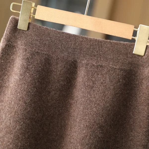 Nuove donne chic autunno inverno caldo morbido abito in cashmere di lusso 100% minigonna in lana merino stile preppy gonna lavorata a maglia in cashmere 3