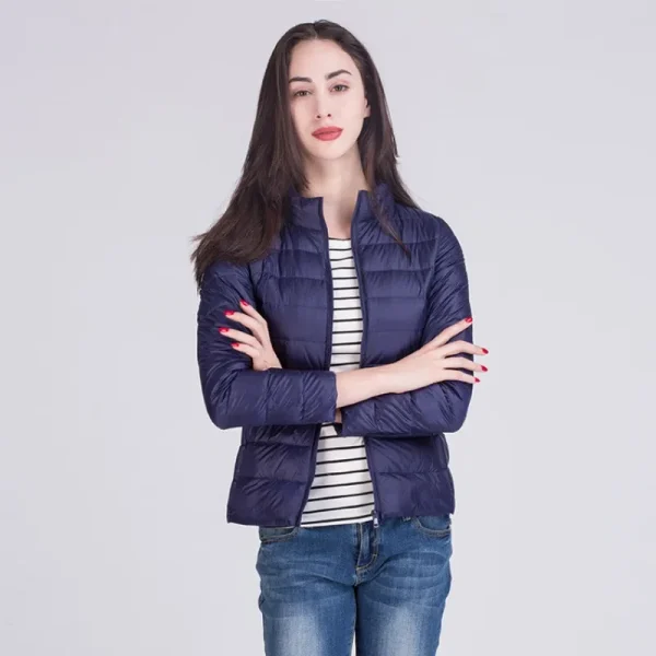 Cappotti imbottiti ripiegabili ultraleggeri femminili 2023 nuovi arrivi moda colletto alla coreana cappotto da donna da ufficio coreano slim fit 3