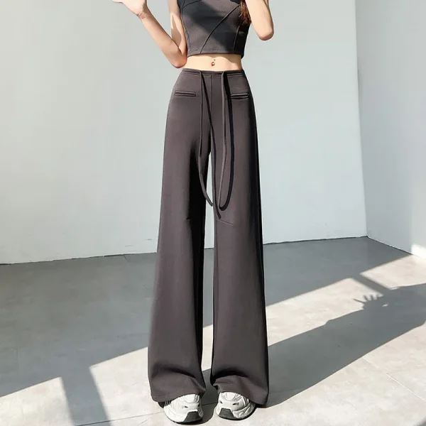 Pantaloni sportivi a gamba dritta casual larghi da ragazza piccante in stile americano da donna con design con tasca frontale e pantaloni a gamba larga pendenti 2