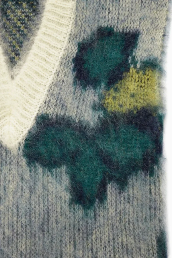 Costume etereo 2025 cos inverno nuovo stile di gilet lavorato a maglia in misto lana e mohair con scollo a V alla moda e casual da donna 4