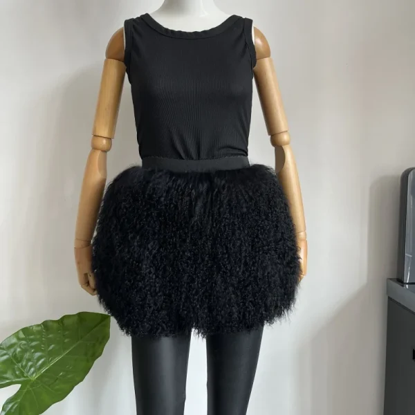 BEIZIRU Mini gonna a tubino in vera pelliccia mongola Gonne in pelliccia alla moda da donna calde ed eleganti 2