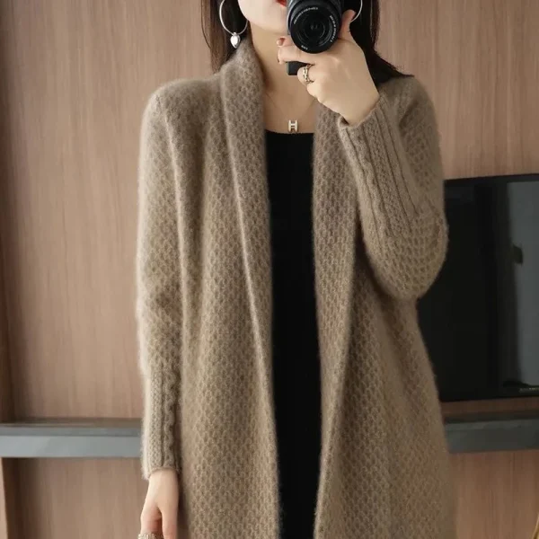 Moda Cardigan Maglione lavorato a maglia Abbigliamento donna Autunno Inverno Nuova giacca a maniche lunghe di media lunghezza Maglieria vintage Donna G2128 3