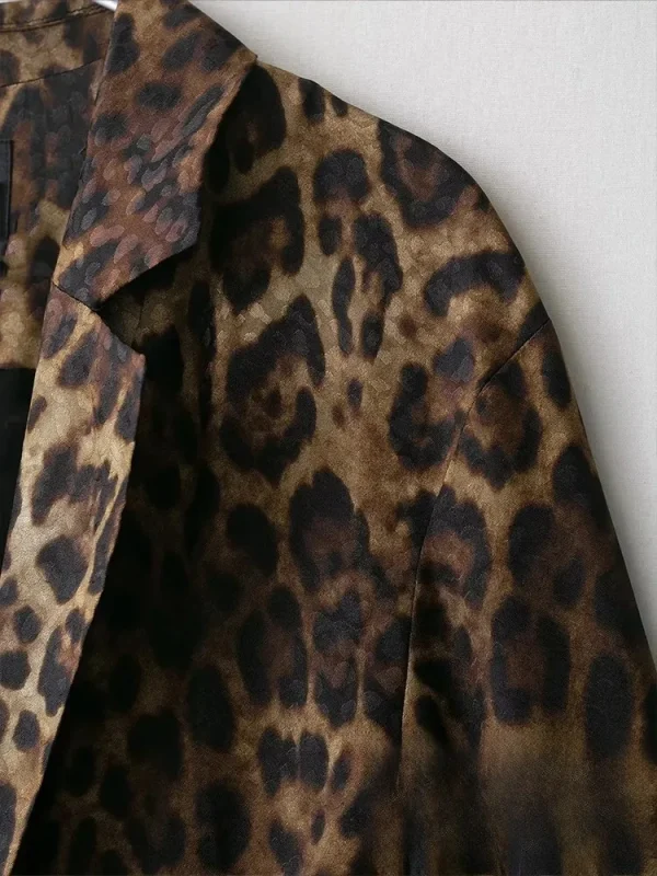 KONDALA Vintage Leopard Print Abiti da donna Scollo a V Telai Manica lunga Giacca oversize + Pantaloni a gamba larga Moda 2025 Abiti autunnali 3
