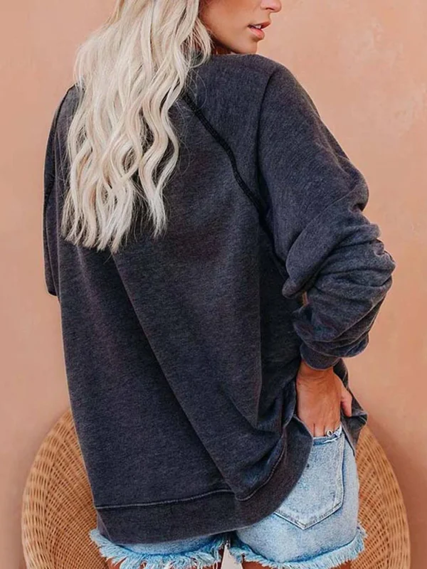 Stelle Hollow Fashion Autunno Garden Stampa Felpa da donna Manica lunga Spalla raglan Top casual Abbigliamento da donna per l'autunno e l'inverno 3