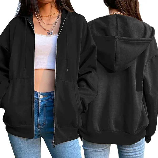 Cappotto da giacca da donna con stampa di lettere di Parigi Vendite calde Moda Top con cerniera allentata Felpa sportiva con cappuccio Abbigliamento donna casual Stile europeo 4