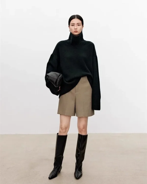 Dolcevita ispessito maglione in puro cashmere al 100% maglione da donna con silhouette in maglia pigra e allentata Prodotti europei 6