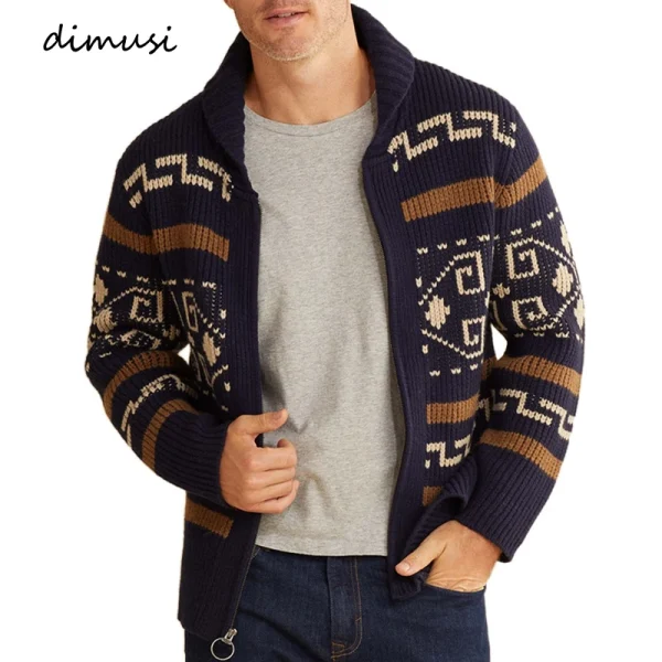 Cardigan invernale da uomo maglioni moda uomo maglione lavorato a maglia cappotti termici caldi Casual uomo casimmer risvolto giacche lavorate a maglia abbigliamento 3