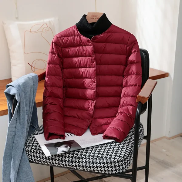 2024 nuovi arrivi autunno inverno caldo donna piumino d'anatra bianco giacche sottili moda femminile cappotti imbottiti ripiegabili ultraleggeri 3