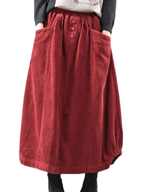 Amax luluE Coreano Inverno Donna Moda Gonne di velluto a coste Donna Allentato Per il tempo libero Abiti vintage Donna Classico di lusso Streetwear 1